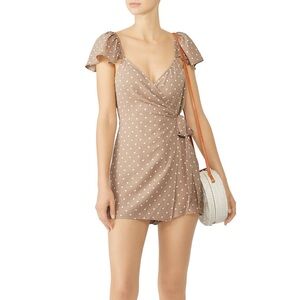 Show Me Your Mumu Elena Romper in Beige with White Polka Dots